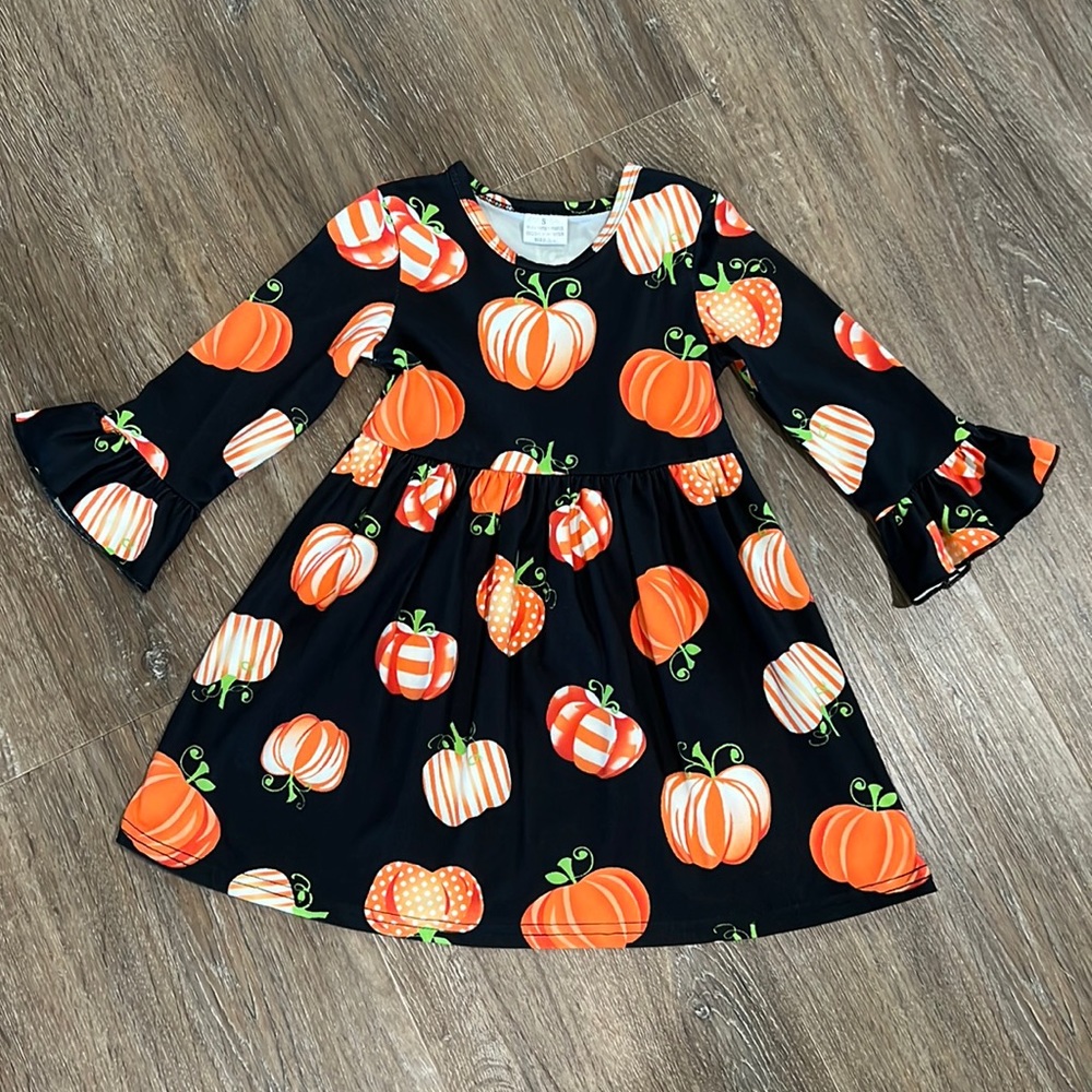Girls Pumpkin Dress-EUC